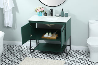 36 inch Single bathroom vanity in green