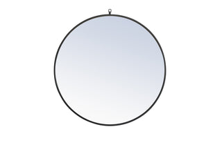 Metal frame Round Mirror with decorative hook 36 inch Black finish