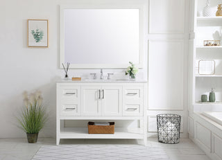 48 inch Single Bathroom Vanity in White with Backsplash