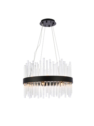 Dallas 20 inch round crystal pendant in black