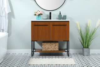 36 inch Single bathroom vanity in teak