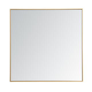 Metal frame square mirror 36 inch in Brass