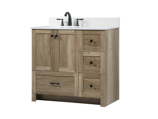 36 inch Single bathroom vanity in natural oak with backsplash