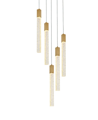 Weston 5 lights pendant in satin gold