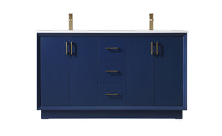 60 Inch Double Bathroom Vanity In Blue