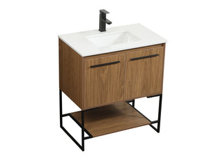 30 inch Single bathroom vanity in walnut brown