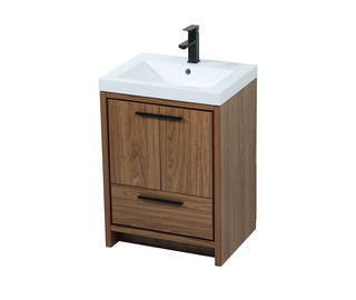 24 inch Single bathroom vanity in walnut brown