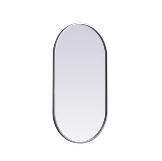 Metal Frame Oval Mirror 20x36 Inch in Silver