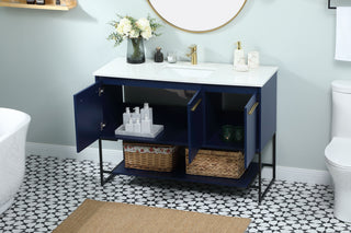 48 inch Single bathroom vanity in blue