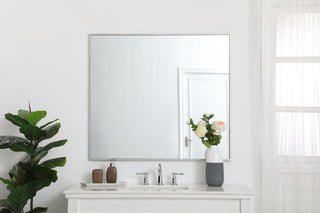 Metal frame rectangle mirror 36 inch in silver