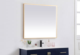 Pier 36x40 inch LED mirror with adjustable color temperature 3000K/4200K/6400K in brass