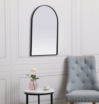 Metal Frame Arch Mirror 24x36 Inch in Black