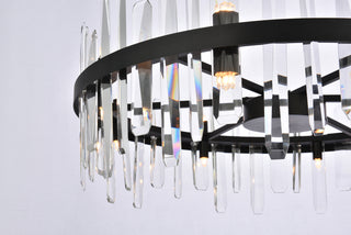 Serena 32 inch crystal round chandelier in black