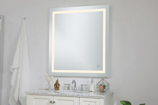 Helios 36in x 40in Hardwired LED mirror with touch sensor and color changing temperature 3000K/4200K/6400K