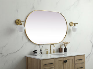 Metal Frame Oval Mirror 30x48 Inch in Brass