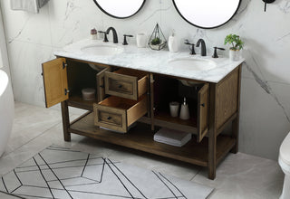 60 inch double bathroom vanity in driftwood