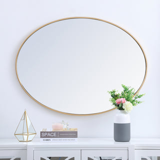 Metal frame oval mirror 40 inch in Brass