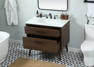 36 inch Single bathroom vanity in walnut