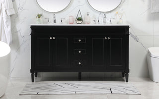 60 inch double bathroom vanity in black