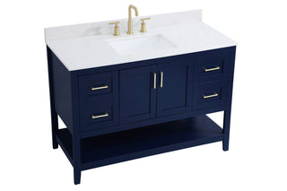 48 inch Single Bathroom Vanity in Blue with Backsplash