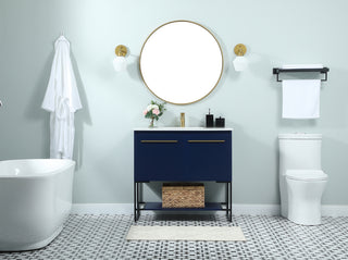 36 inch Single bathroom vanity in blue