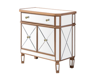 1 Drawer 2 Door Cabinet 32 in. x 16 in. x 32 in. in Gold Clear