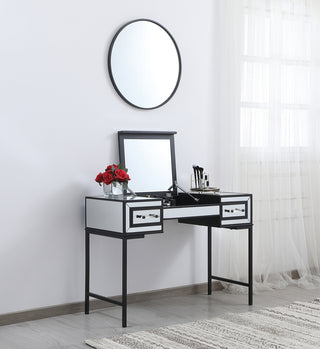 42 inch mirrored flip top vanity table in black