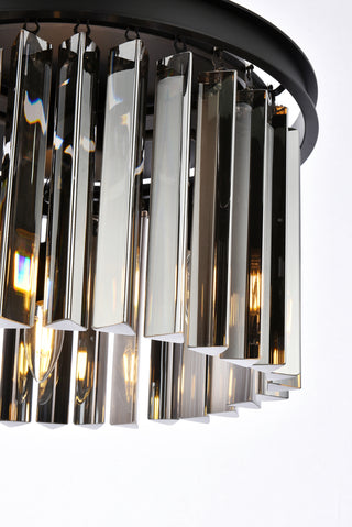 Sydney 3 light Matte Black Pendant Silver Shade (Grey) Royal Cut Crystal