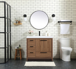 36 inch Single bathroom vanity in walnut brown