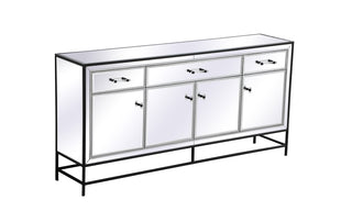 James 72 in. mirrored credenza in black