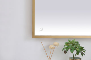 Pier 36x60 inch LED mirror with adjustable color temperature 3000K/4200K/6400K in brass