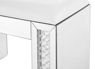 26 inch Crystal Vanity Leather stool in Clear Mirror Finish
