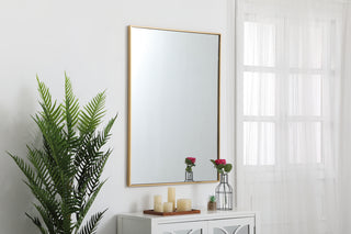 Metal frame rectangle mirror 30 inch in Brass