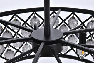 Madison 6 light Matte Black Chandelier Silver Shade (Grey) Royal Cut Crystal