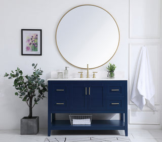 48 inch Single Bathroom Vanity in Blue with Backsplash