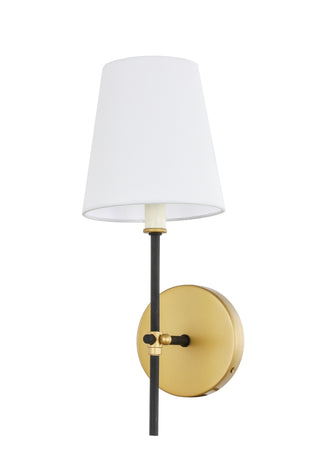 Mel 1 light Brass and Black and White shade wall sconce