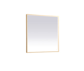 Pier 36x36 inch LED mirror with adjustable color temperature 3000K/4200K/6400K in brass