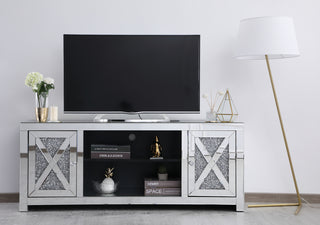 59 in. crystal mirrored TV stand