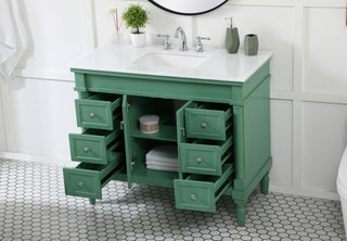 42 inch Single Bathroom vanity in vintage mint with ivory white engineered marble