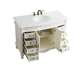 48 inch Single Bathroom vanity in Antique White with ivory white engineered marble