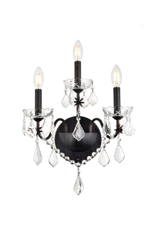 St. Francis 3 light Dark Bronze Wall Sconce Clear Royal Cut Crystal