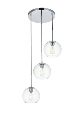 Baxter 3 Lights Chrome Pendant With Clear Glass