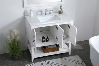 36 inch Single Bathroom Vanity in White with Backsplash