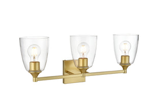 Gianni 3 light Brass and Clear Bath Sconce