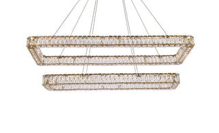 Monroe 50 inch LED double rectangle pendant in gold