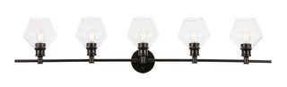 Gene 5 light Black and Clear glass Wall sconce