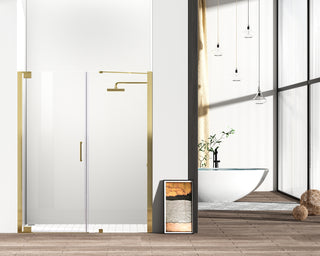 Semi-frameless hinged shower door 60 x 72 Brushed Gold