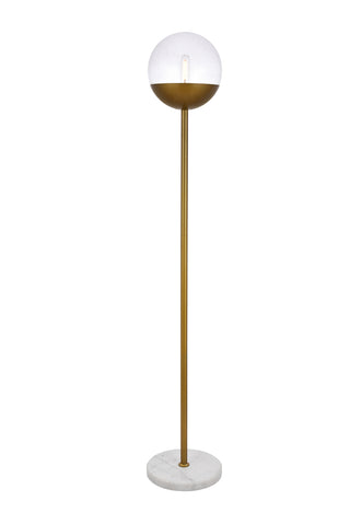 Eclipse 1 Light Brass Floor Lamp With Clear Glass