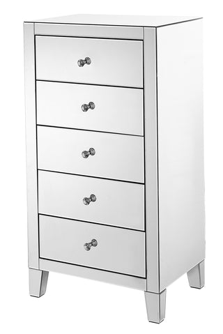 5 Drawer Chest 24 in x 18 in x 45 in.in clear mirror