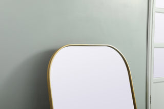 Metal Frame Arch Full Length Mirror 35x66 Inch in Brass